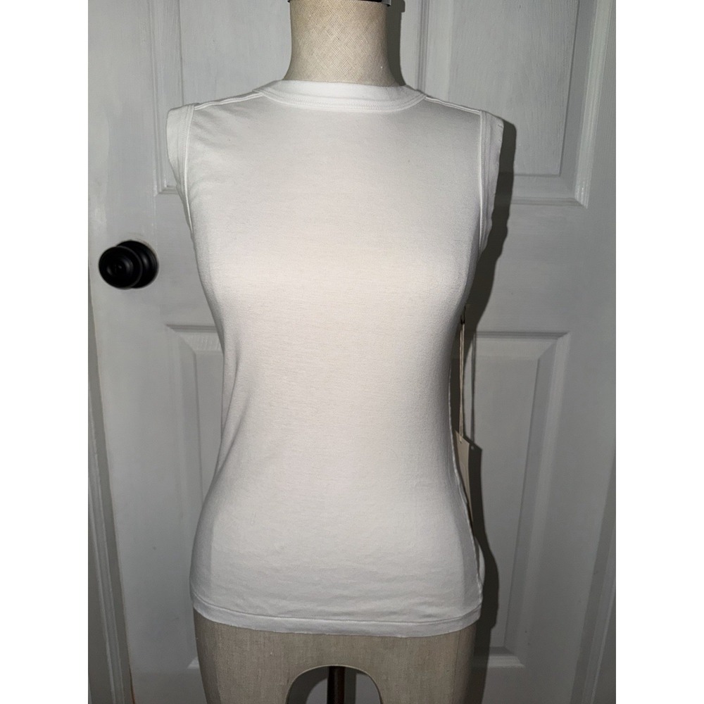 NEW AMO Women's Cotton White Eggshell Penny Tank Muscle Size S Small USA